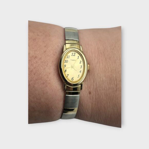 Vintage Timex Two-Tone Gold & Silver Oval Watch - Picture 1 of 6